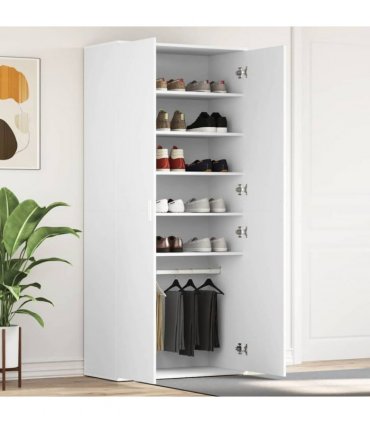 vidaXL Shoe Cabinet with Shelf White 80 x 39 x 178 cm Engineered Wood