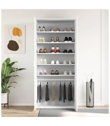 vidaXL Shoe Cabinet with Shelf White 80 x 39 x 178 cm Engineered Wood
