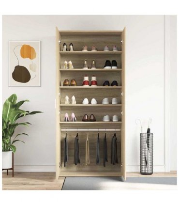 vidaXL Shoe Cabinet Sonoma Oak 80 x 39 x 178 cm Engineered Wood