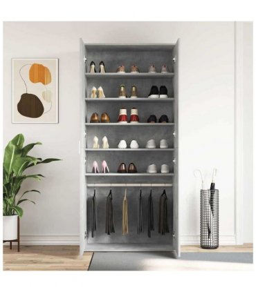 vidaXL Shoe Cabinet Concrete Grey 80 x 39 x 178 cm Engineered Wood