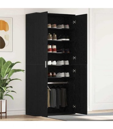vidaXL Shoe Cabinet Black Oak 80 x 39 x 178 cm Engineered Wood