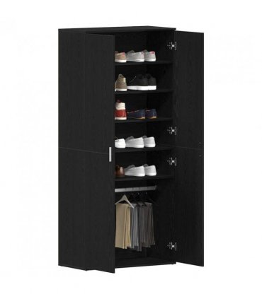 vidaXL Shoe Cabinet Black Oak 80 x 39 x 178 cm Engineered Wood