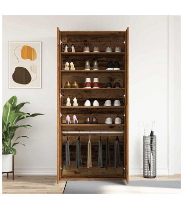 vidaXL Shoe Cabinet Old Wood 80 x 39 x 178 cm Engineered Wood
