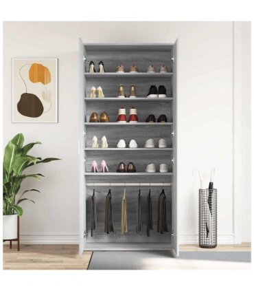 vidaXL Shoe Cabinet Grey Sonoma 80 x 39 x 178 cm Engineered Wood