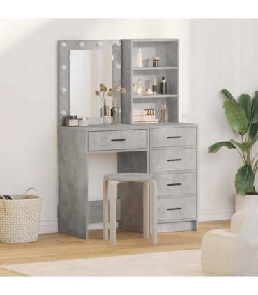 vidaXL Dressing Table 2 pcs Grey 50 x 41 x 135 cm Engineered wood — Colour: Concrete grey