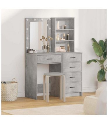 vidaXL Dressing Table 2 pcs Grey 50 x 41 x 135 cm Engineered wood — Colour: Concrete grey