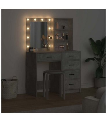 vidaXL Dressing Table 2 pcs Grey 50 x 41 x 135 cm Engineered wood — Colour: Concrete grey
