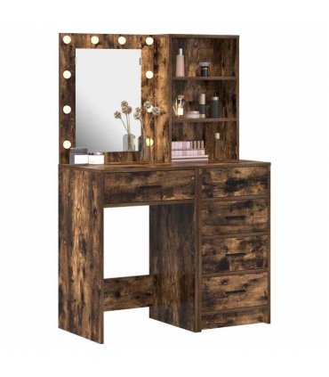 vidaXL Dressing Table 2 pcs Brown 50 x 41 x 135 cm Engineered wood — Colour: Smoked oak