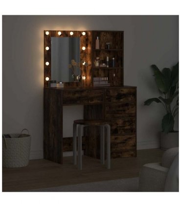 vidaXL Dressing Table 2 pcs Brown 50 x 41 x 135 cm Engineered wood — Colour: Smoked oak
