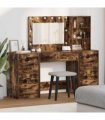 vidaXL Dressing Table with Drawer 3 pcs Smoked Oak Engineered Wood