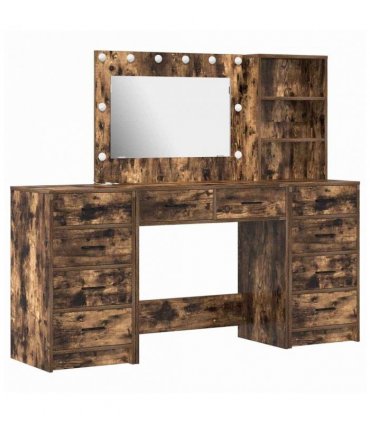 vidaXL Dressing Table with Drawer 3 pcs Smoked Oak Engineered Wood