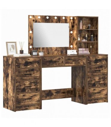 vidaXL Dressing Table with Drawer 3 pcs Smoked Oak Engineered Wood