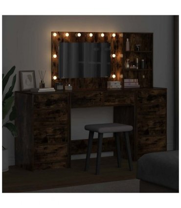 vidaXL Dressing Table with Drawer 3 pcs Smoked Oak Engineered Wood
