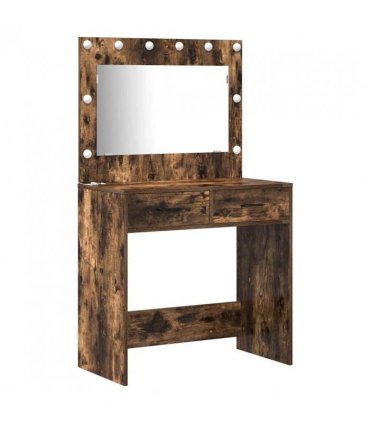 vidaXL Dressing Table with Drawer 3 pcs Smoked Oak Engineered Wood