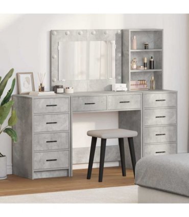 vidaXL Dressing Table with Drawer 3 pcs Concrete Grey Engineered Wood