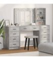 vidaXL Dressing Table with Drawer 3 pcs Concrete Grey Engineered Wood