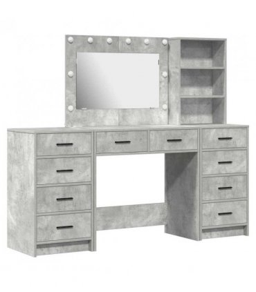 vidaXL Dressing Table with Drawer 3 pcs Concrete Grey Engineered Wood