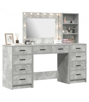 vidaXL Dressing Table with Drawer 3 pcs Concrete Grey Engineered Wood