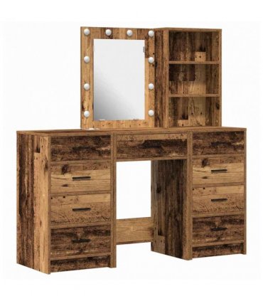 vidaXL Dressing Table 3 pcs Brown 40 x 41 x 135 cm Engineered wood — Colour: Old wood