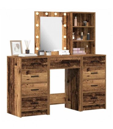 vidaXL Dressing Table 3 pcs Brown 40 x 41 x 135 cm Engineered wood — Colour: Old wood