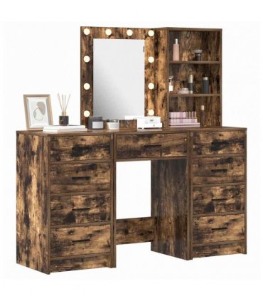 vidaXL Dressing Table 3 pcs Brown 40 x 41 x 135 cm Engineered wood — Colour: Smoked oak