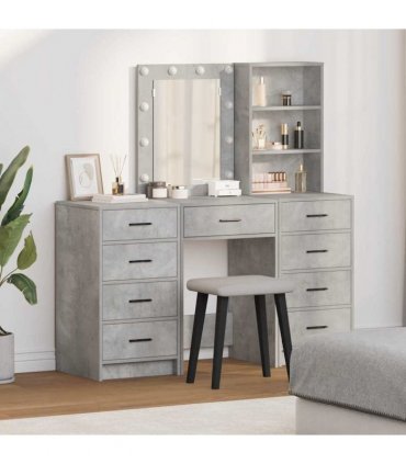 vidaXL Dressing Table 3 pcs Grey 40 x 41 x 135 cm Engineered wood — Colour: Concrete grey