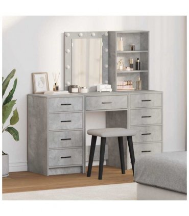 vidaXL Dressing Table 3 pcs Grey 40 x 41 x 135 cm Engineered wood — Colour: Concrete grey