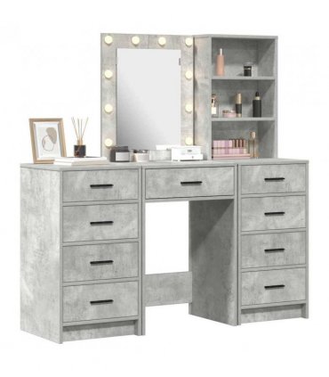 vidaXL Dressing Table 3 pcs Grey 40 x 41 x 135 cm Engineered wood — Colour: Concrete grey