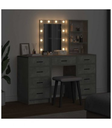 vidaXL Dressing Table 3 pcs Grey 40 x 41 x 135 cm Engineered wood — Colour: Concrete grey