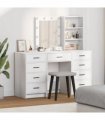 vidaXL Dressing Table with Mirror Lights 3 pcs White Engineered wood — V0671994191