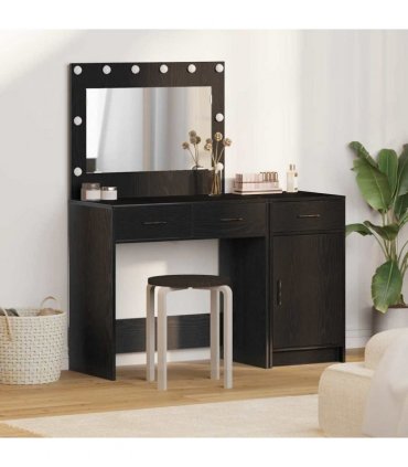 vidaXL Dressing Table 2 pcs Black 40 x 41 x 75 cm Engineered wood — Colour: Black oak