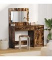 vidaXL Dressing Table with Mirror Lights 2 pcs Brown Engineered wood — Colour: Smoked oak
