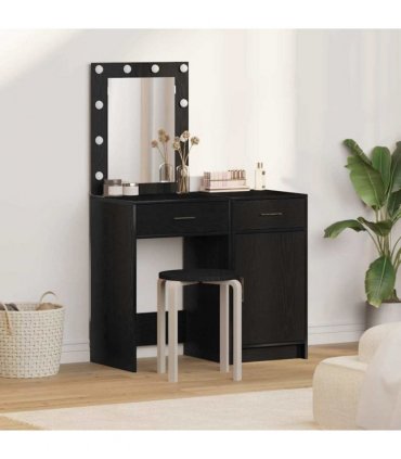 vidaXL Dressing Table 2 pcs Black 50 x 41 x 135 cm Engineered wood — Colour: Black oak