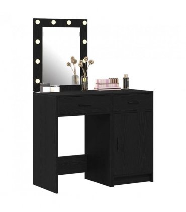 vidaXL Dressing Table 2 pcs Black 50 x 41 x 135 cm Engineered wood — Colour: Black oak