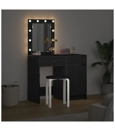 vidaXL Dressing Table 2 pcs Black 50 x 41 x 135 cm Engineered wood — Colour: Black oak