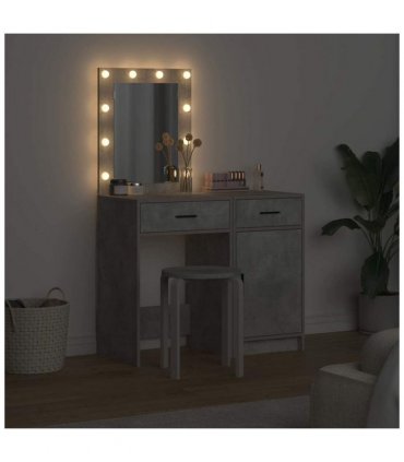 vidaXL Dressing Table 2 pcs Grey 50 x 41 x 135 cm Engineered wood — Colour: Concrete grey — V0671994204
