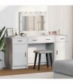 vidaXL Dressing Table with Mirror Lights 3 pcs White Engineered Wood — V0671994209