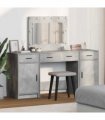 vidaXL Dressing Table with Mirror Lights 3 pcs Grey Engineered Wood — Colour: Concrete grey