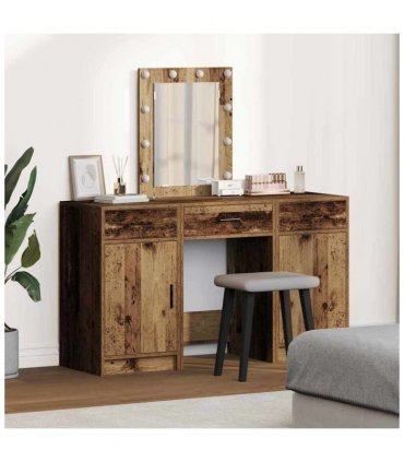 vidaXL Dressing Table with Door Brown 50 x 41 x 135 cm Engineered Wood — Colour: Old wood