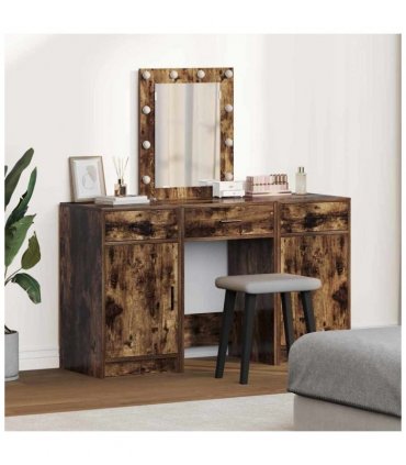 vidaXL Dressing Table with Door Brown 50 x 41 x 135 cm Engineered Wood — Colour: Smoked oak