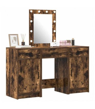 vidaXL Dressing Table with Door Brown 50 x 41 x 135 cm Engineered Wood — Colour: Smoked oak