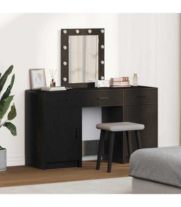 vidaXL Dressing Table with Door Black 50 x 41 x 135 cm Engineered Wood — Colour: Black oak