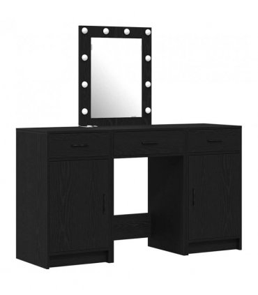vidaXL Dressing Table with Door Black 50 x 41 x 135 cm Engineered Wood — Colour: Black oak