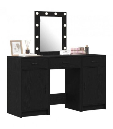 vidaXL Dressing Table with Door Black 50 x 41 x 135 cm Engineered Wood — Colour: Black oak