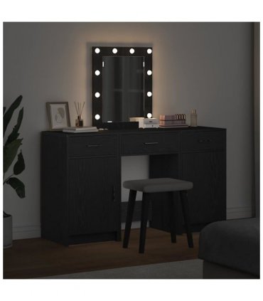 vidaXL Dressing Table with Door Black 50 x 41 x 135 cm Engineered Wood — Colour: Black oak
