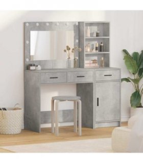 vidaXL Dressing Table with Mirror Lights 2 pcs Grey Engineered Wood — Colour: Concrete grey