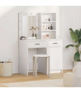 vidaXL Dressing Table Set with Drawer 2 pcs White Engineered Wood