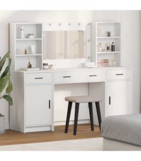vidaXL Dressing Table Set with Drawer 3 pcs White Engineered Wood