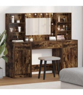 vidaXL Dressing Table Set with Drawer 3 pcs Smoked Oak Engineered Wood