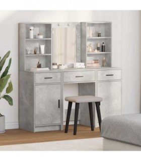 vidaXL Dressing Table Set 3 pcs Concrete Grey Engineered Wood — V0671994250